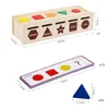 Scatola portaoggetti per giocattoli con smistamento di colori a forma di legno 25 blocchi geometrici non tossici Regali educativi per l'apprendimento prescolare Montessori 240131