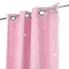 Rideau VORCOOL rideaux occultants étoile découpé superposition de tulle pour chambre de filles (rose)