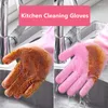 Одноразовые перчатки для мытья посуды, силиконовые кухонные волшебные чистящие резиновые перчатки для мытья посуды, домашняя губка, скруббер, инструмент