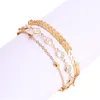 Bracelets de cheville plaqué or en couches coeur bracelet de cheville superposition de perles Boho cheville minimaliste simple délicat été plage pied bijoux pour femmes