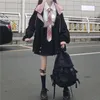 Jaktjackor japanska kawaii blixtlås pink kvinnasjacka 2024 koreansk färg matchande vinterkläder lösa söta kvinnliga toppar rock manteau femme