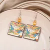 Boucles d'oreilles pendantes en acrylique pour femmes, Style ethnique de bon augure, imprimé pin de grue alpine, cadeau de tempérament esthétique, bijoux pour filles