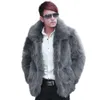 Mens Fur Coat with a Lapel Collar and Faux Designer for Short N9XN