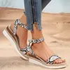 Jurk Schoenen 2024 Voor Vrouwen Een Woord Gesp Vrouwen Sandalen Zomer Gemengde Kleuren Slang Patroon Mid Hak Water proof