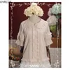 Bluzki damskie słodka lolita kobieta 2024 luźna biała koszula koronkowa łuk krótkie topy koreańskie ubranie letnia elegancka bluzka żeńska