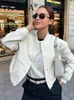 Women's Jackets TRAFZA Women Elegant Solid Jacket Long Sleeve Button Slim Cropped Coat 2024 Female Fashion Streetwear Casual Chic Tops Woman