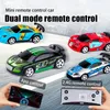 1 58 RC Car Mini Racing Car 2.4G عالي السرعة يمكن حجم الكهرباء التحكم في التطبيق مركبة Micro Racing Gift Collextion للأولاد 240130