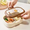 Dinnerware 304 Stainless Steel Thermal Lunch Box With 2 Compartments Sealing Silicone Rings Leakproof Storage Containers