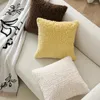 Pillow Solid Plush Cover Soft Fresh Yellow Ivory Coffee Black Home Decoration Square Pillowcase 45x45cm Simple Living Room Sofa