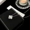 Designer Van Clover Necklace Cleef Four Leaf Clover Necklace necklace S925 Sterling Silver Lucky Four Leaf Grass Exquisite Laser Single Flower Necklace Platinum Co