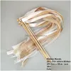 Bandeiras bandeiras 50 pcs fita branca varinhas fada varas casamento girando streamers de renda com festa de sino dourado enviar off torcendo pro dhwwt