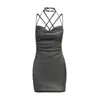 Casual Dresses Women Sexy Halter Soe Up Bodycon Dress Shiny Glitter Spaghetti Strap Backless Short For Cocktail Party Nightclub