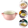 Dinnerware Sets Hemoton Ceramic Soup Bowls With Handles And Oven Safe French Onion Set