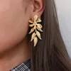 Pendientes colgantes Lifefontier moda hojas de Metal gota larga para mujeres Vintage flor pendiente de planta encanto joyería colgantes regalo