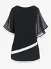 Kvinnors T-skjortor Rosegal Plus Size Mesh Overlay Contrast Trim Tees Women Half Batwing Sleeve Tops Fashion Ankom t-shirts