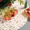 Juldekorationer dekorativa trädkjol festlig vit plysch bronsning fjädermönster för hemfestival dekoration a