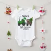 Rompers Anpassade namn Baby Christmas Bodysuits Födda kläder Personliga pojkar flickor Kort ärm Jumpsuit Xmas Party Spädbarnskläder