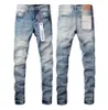 Mens 2024 Tasarımcı Ksubi Man Pants RIP Denim Biker Gri Boya Sıkıntısı Streç Motosiklet Kemik Cadılar Bayramı Mor Jeans Egzersiz Pantolon 3532