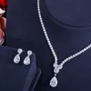 Choucong original bröllop smycken sätter lyx 18k vitt guldfyllning vatten droppe 5a kubik zirkon cz diamant party kvinnor studörhängen brud tennis halsband gåva