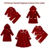 Ensembles de vêtements Baby Boutique Noël Enfants Long T-shirt Ensemble Nom personnalisé Col rond Filles Rouge Top Vêtements et pantalons avec chemise de nuit Pyjamas