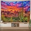 Tapissries Southwest Desert Vintage Tapestry Arizona Cactus Sunset Picnic Mat Hippie Trippy Wall Art Decor for Bedroom Living Room