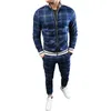 Herrenbekleidung Ropa Reißverschluss Stehkragen Straße lässiger Trainingsanzug zweiteiliges Set Hombre mehrfarbig karierte Jacke Sportbekleidung Jacke 240205