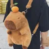 Förvaringspåsar söta capybara plysch ryggsäck crossbody väska handväska mjuk varm skola för flickor födelsedag julklappar