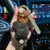 Porte-clés ours en strass faits à la main, plaque d'immatriculation Anti-perte, couronne, breloque pour sac de voiture, cadeau pour ami