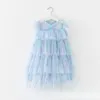 Girl Dresses Girls Tulle Princess Rainbow Star Sequins Shiny Cake Dress Children Mesh Elegant Prom Evening Birthday Party Vestidos