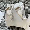 Scarpe eleganti firmate Tacchi alti Inizio primavera Punta quadrata Sandali con tacco spesso Scarpe singole per l'uso quotidiano da donna elegante