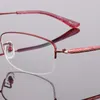 Sunglasses Frames 55-17-142 Women's Glasses Pure Titanium Semi-Rimless Metal Large Frame Myopia Line Customized Prescription