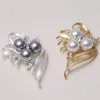 Broschen Hochwertige Perle Matte Brosche Weiblich Gold Farbe Silber Schöne Blume Zweig Pin Schmuck Kleidung Zubehör