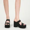 Sandals Black Wedge Shoes for Women Platfor