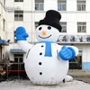 wholesale Cute Inflatable Snowman Model Balloon 5m White Air Blown Smiling Snowman Wearing Hat And Scarf For Winter Outdoor Christmas Decoration