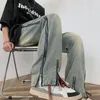 Pantaloni jeans da uomo punk con spacchi per uomo Y2k streetwear pantaloni da cowboy retrò maschili cerniera dritta Kpop in alta qualità elegante