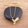 Nouveau Style Punk mignon Animal oiseau forme brillant cristal Zircon pendentif 14k or jaune collier femmes Design créatif bijoux beau cadeau