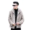 Designer Mink Coat Mens Whole Hooded Slim Fit Mid Length Silver Blue Grass Fur Yn57