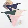 Calcinha feminina 2024 seda gelo sem costura lingerie sexy baixa ascensão t-pants esportes tanga strass briefs sólido tanga hilo mujer