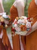 Decorative Flowers Burnt Dusty Rose & Terracotta Artificial Combo Box Set Orange Fake Flower For DIY Wedding Bridal Bouquet Decorations