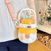 Water Bottles Drink Cup 1L Straw Cute Fruit Cartoon Kettle Travel Portable Plastic Summer Mug Sport Bottle For Girls Tumbler Kawaii Kids