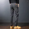 Erkek pantolon bahar ince gündelik iş düz dimi pamuk pamuk elastik pantolon marka moda Kore giyim kahve siyah gri