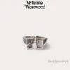 女性のためのリングデザイナーリングVivienenwestwoods Luxury Jewelry Viviane Westwood Western Empress Dowager Saturn Engraved Open Ring PunkスタイルスクエアクラックカップルRI