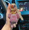 Porte-clés ours en strass faits à la main, plaque d'immatriculation Anti-perte, couronne, breloque pour sac de voiture, cadeau pour ami