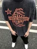 メンズTシャツセントマイケルチョーは、ハーレーの苦しめられた半袖のビンテージトレンディアメリカンウォッシュTシャツに敬意を表します