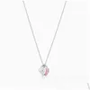 Hangertjeskettingen Ly Classic High Edition S925 Sterling Sier Double Heart Charm Drop Glue Set Diamond Plated Love Necklace Delive De Dhmye