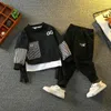 Clothing Sets Spring Autumn Children Suits For Boys Girls Stripe Fake Two-piece Long Sleeve Hoodies Pants 2PCS Outfits Kids Baby Suit