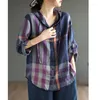 Women's Blouses 2024 Spring And Autumn Fashion Simple Plaid Contrast Loose Relaxed Oversize Hooded Lace Up Long Sleeve Shirt