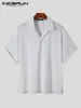 Męskie koszule proste stałe bluzka streetwearka Mężczyzna luźne wygodne plisowane krótkie rękawe s 5xl