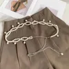 Cinture Cintura in vita da donna Corda di perle Accessorio in metallo per camicia elegante