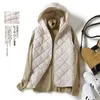 Coletes femininos com capuz sólido diamante xadrez pato para baixo inverno sem mangas jaqueta colete coreano moda single-breasted jaquetas casaco para mulher